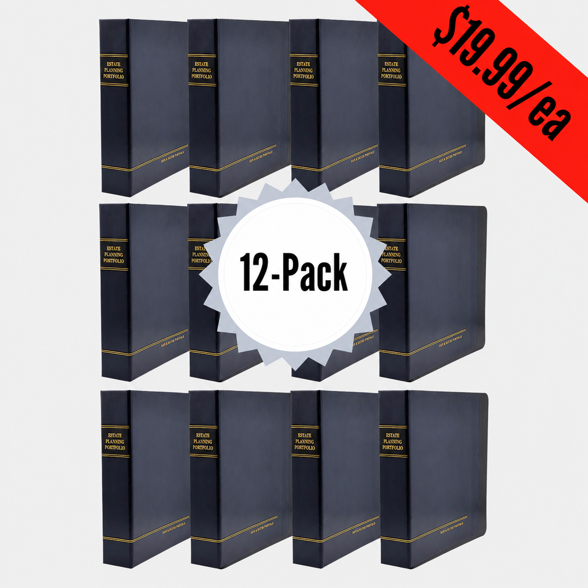 12 Pack, Professional Navy | Estate Planning Portfolio Binders | Hardcover