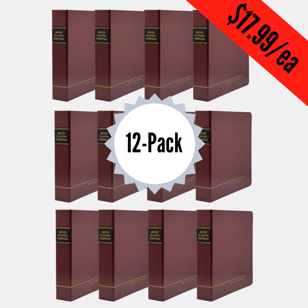 12 Pack, Regal Maroon | Estate Planning Portfolio Binders | Hardcover