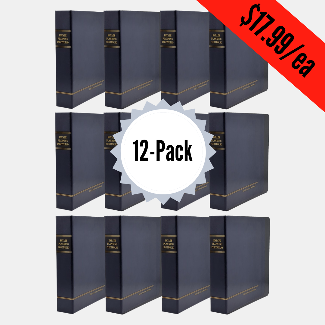 12 Pack, Classic Black | Estate Planning Portfolio Binders | Hardcover