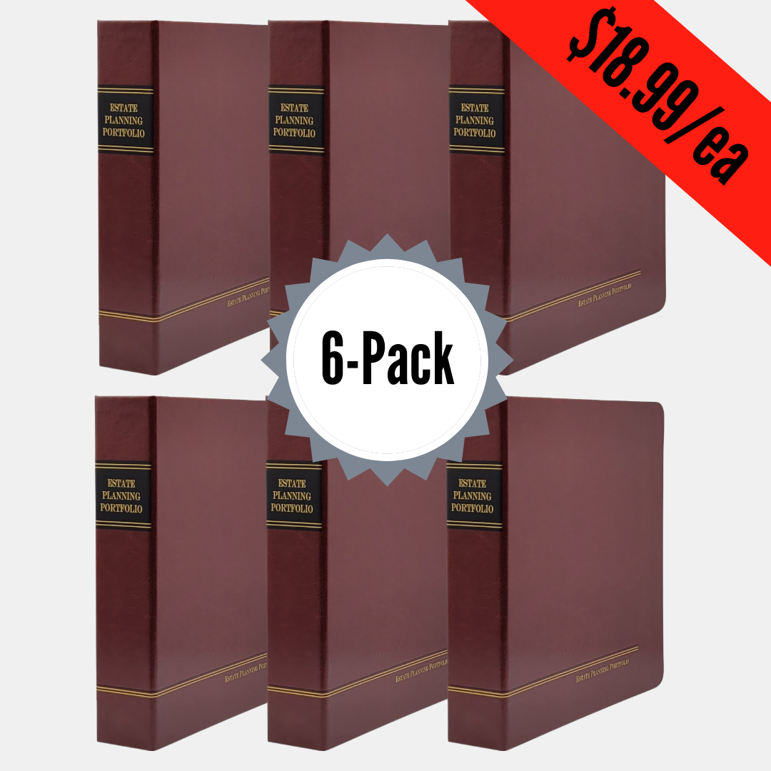 6 Packs - Classic Black, Regal Maroon, Professional Navy | Estate Planning Portfolio Binders | Hardcover