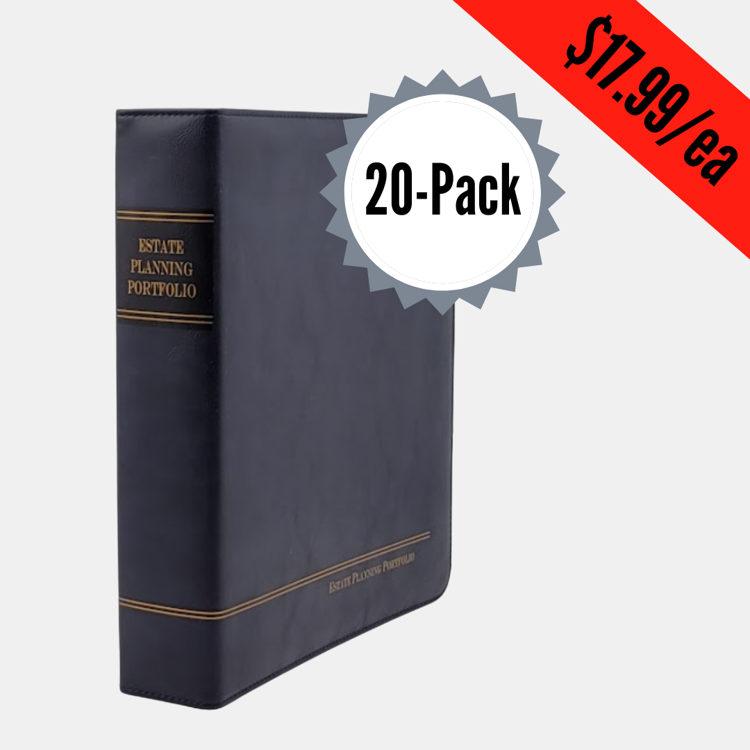 20 Pack, Professional Navy | Estate Planning Portfolio Binder | Premium Padded