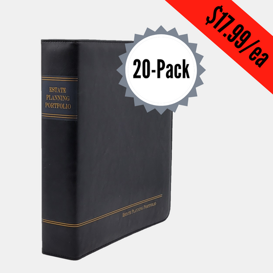 20 Pack, Classic Black | Estate Planning Portfolio Binder | Premium Padded Cover