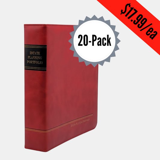 20 Pack, Bold Red | Estate Planning Portfolio Binder | Premium Padded Cover