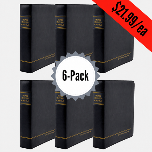 6 Pack, Classic Black | Estate Planning Portfolio Binder | Premium Padded Cover Binder