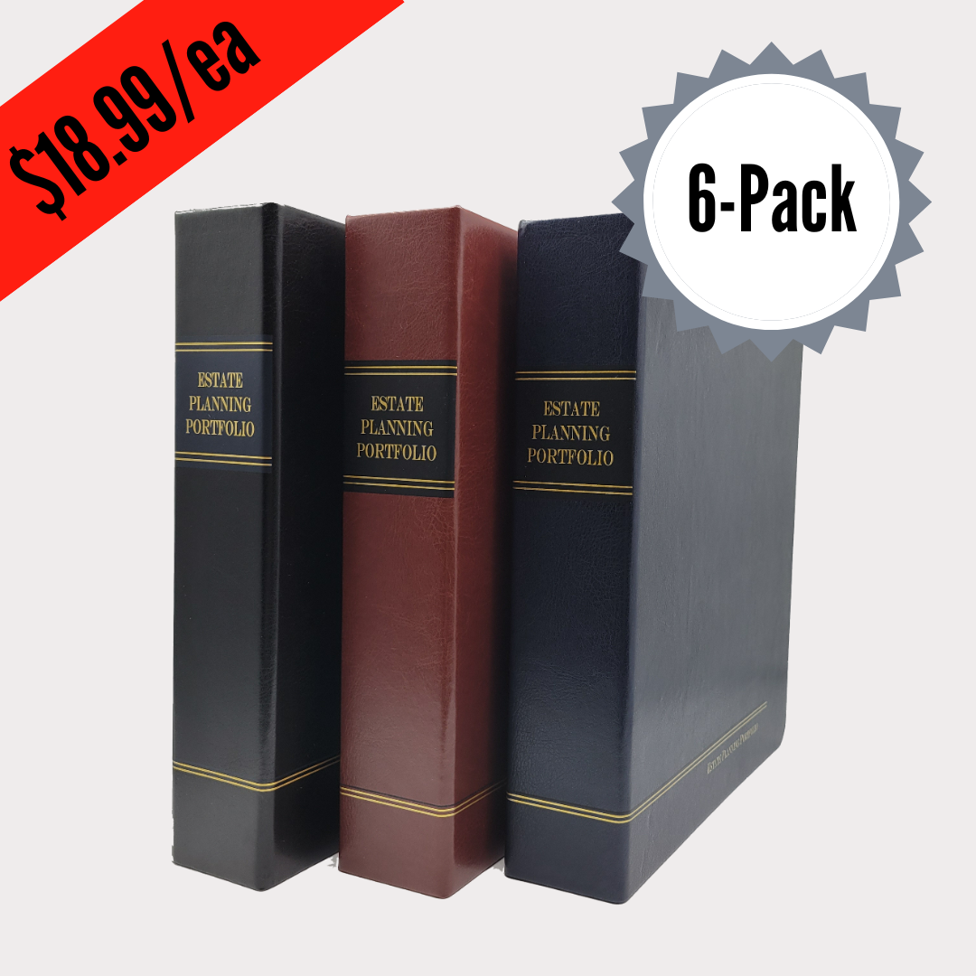 6 Packs - Classic Black, Regal Maroon, Professional Navy | Estate Planning Portfolio Binders | Hardcover