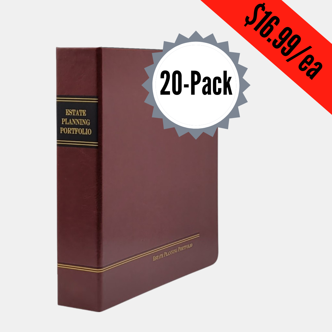 20 Pack, Regal Maroon | Estate Planning Portfolio Binders | Hardcover