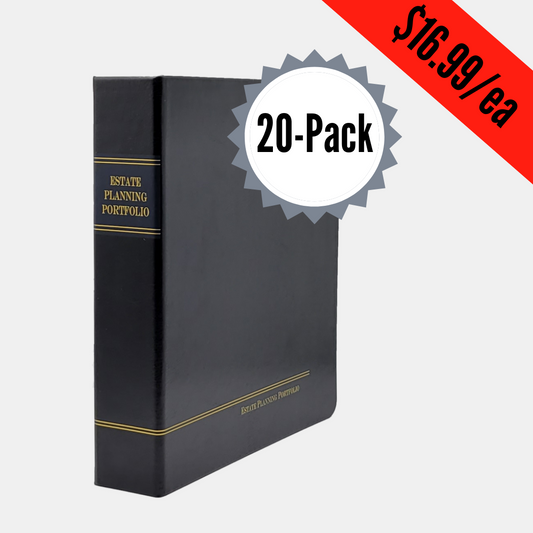 20 Pack, Classic Black | Estate Planning Portfolio Binders | Hardcover
