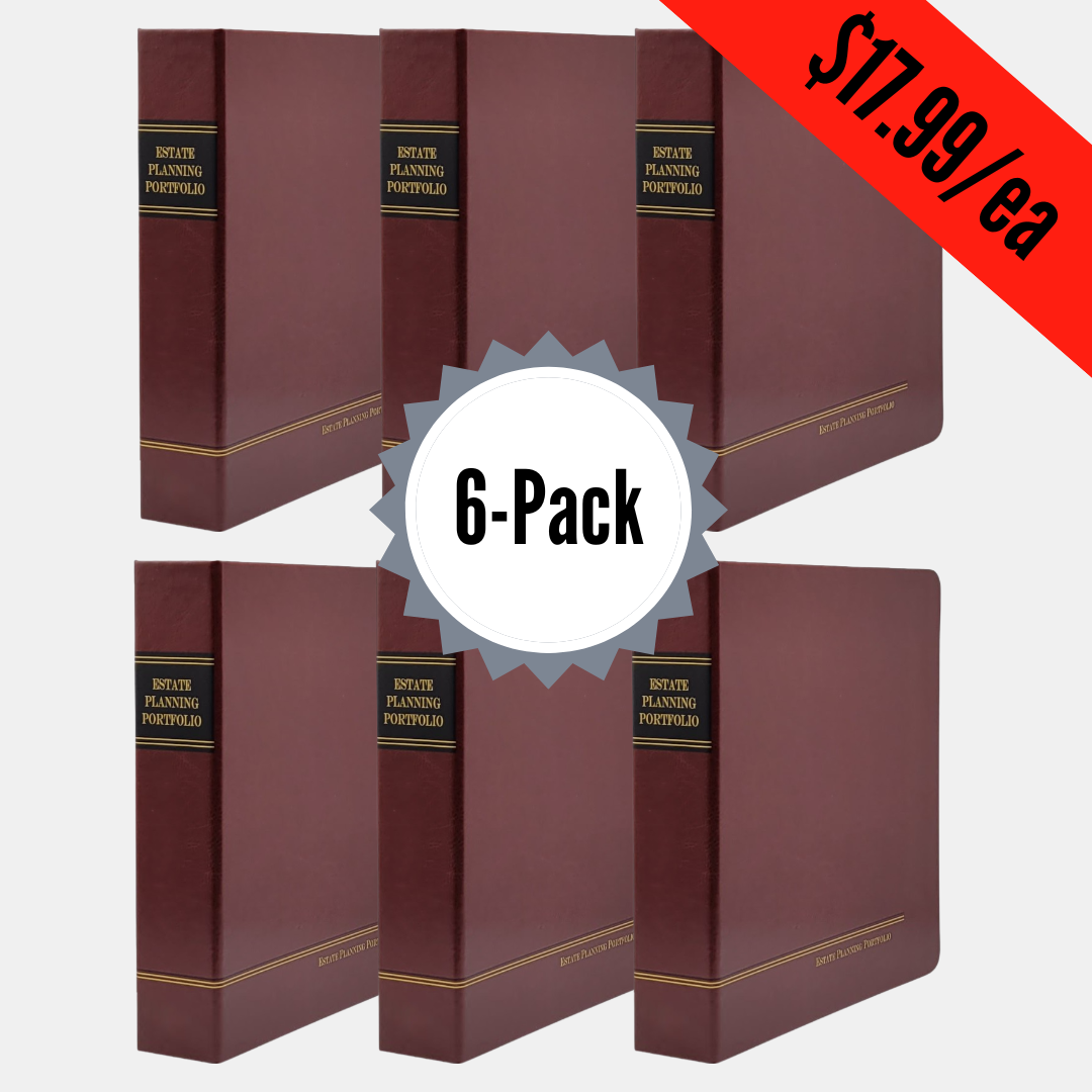 6 Pack, Regal Maroon | Estate Planning Portfolio Binders | Hardcover