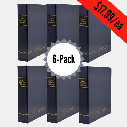 6 Pack, Professional Navy | Estate Planning Portfolio Binders | Hardcover