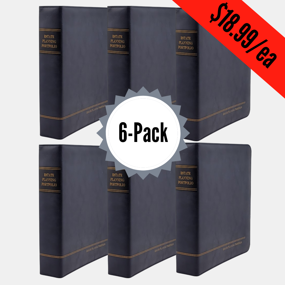 6 Pack, Professional Navy | Estate Planning Portfolio Binder | Premium Padded