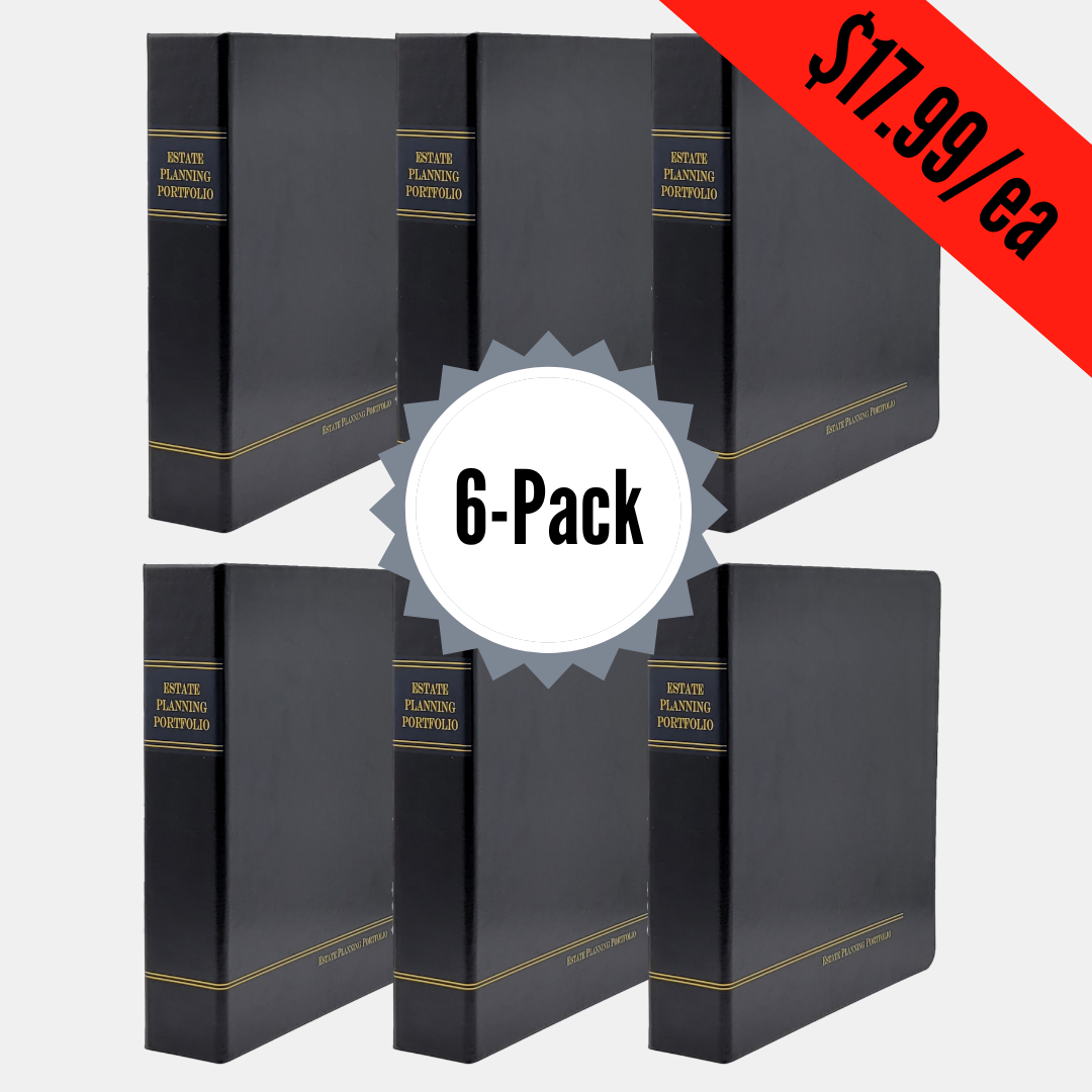 6 Pack, Classic Black | Estate Planning Portfolio Binders | Hardcover