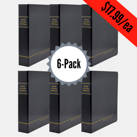 6 Pack, Classic Black | Estate Planning Portfolio Binders | Hardcover